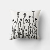 Elegant black white minimalist doodle floral クッション (裏面)