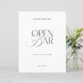Elegant Black & White Minimalist Open Bar Sign (スタンド正面)