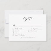 Elegant Black White Minimalist Wedding 出欠カード (正面)