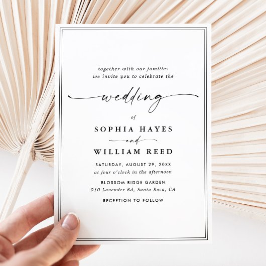 Elegant Black & White Minimalist Wedding 招待状