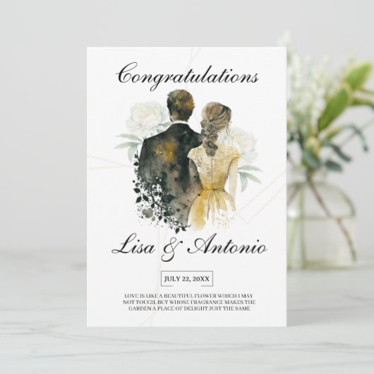 Elegant Black & White Minimalist Wedding 招待状 (スタンド正面)