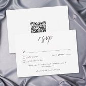 Elegant Black White Minimalist Wedding QR 出欠カード