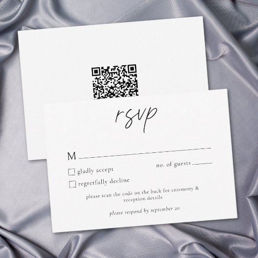 Elegant Black White Minimalist Wedding QR 出欠カード
