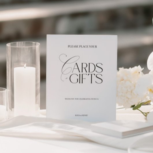 Elegant Black & White Modern “Cards & Gifts” Sign