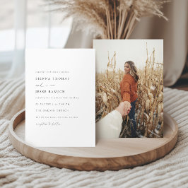 Elegant Black & White Modern Minimal Script Photo 招待状