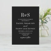 Elegant Black & White Modern Monogram Wedding 招待状 (スタンド正面)