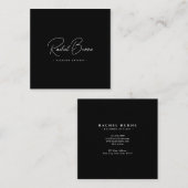 Elegant Black & White Modern Script Square スクエア名刺 (正面/裏面)