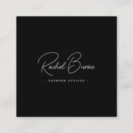 Elegant Black & White Modern Script Square スクエア名刺