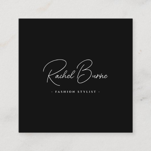 Elegant Black & White Modern Script Square スクエア名刺 (正面)