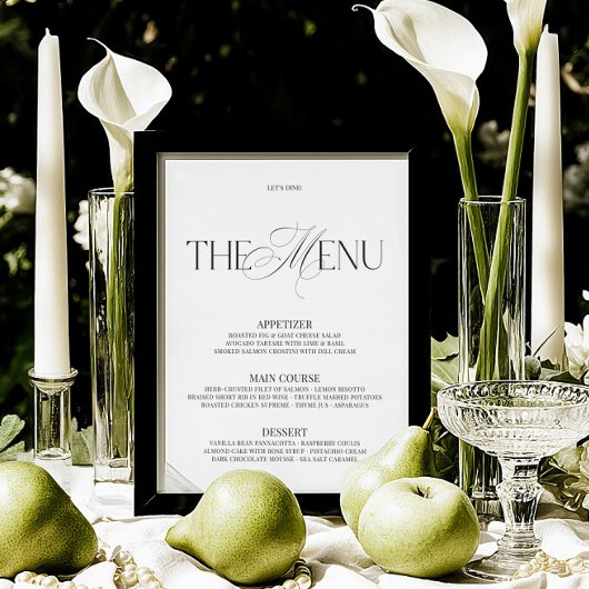 Elegant Black & White Modern Wedding Bar Menu