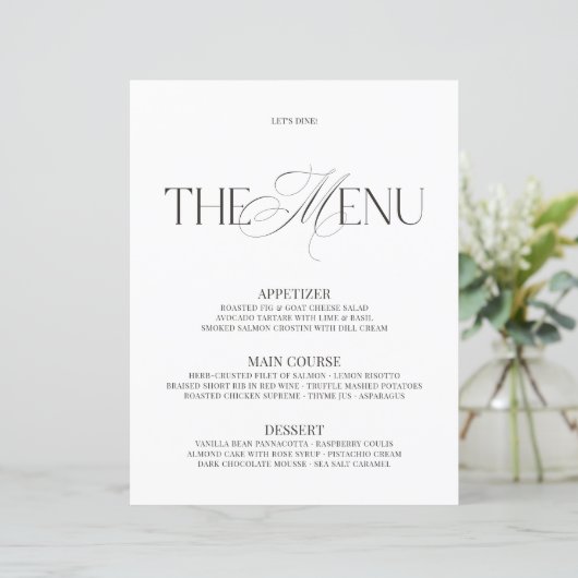 Elegant Black & White Modern Wedding Bar Menu (スタンド正面)
