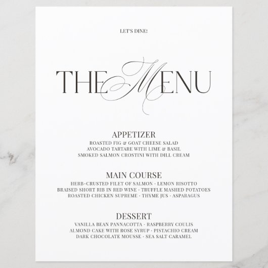 Elegant Black & White Modern Wedding Bar Menu (正面)