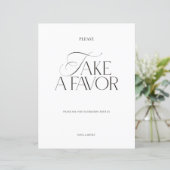 Elegant Black & White Modern Wedding Favor Sign (スタンド正面)