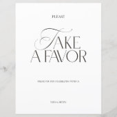 Elegant Black & White Modern Wedding Favor Sign (正面)