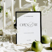 Elegant Black & White Modern Wedding Open Bar Sign