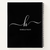 Elegant Black White Monogram Initial Script Name  ノートブック (裏面)