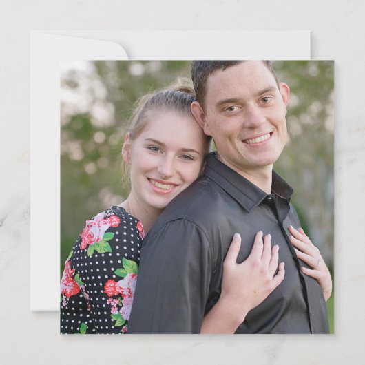 Elegant Black/White Monogram Square Photo Wedding 招待状 (裏面)