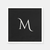Elegant Black White Monogram Wedding  スタンダードカクテルナプキン (正面)