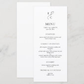 Elegant Black & White Monogram Wedding メニュー (正面/裏面)