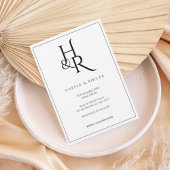 Elegant Black & White Monogram Wedding Invitation 招待状
