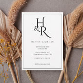Elegant Black & White Monogram Wedding Invitation 招待状