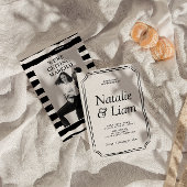 Elegant Black & White Old Money Stripes Invitation 招待状