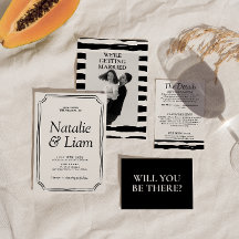 Elegant Black & White Old Money Stripes Invitation
