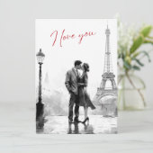 Elegant Black White Paris I Love You Valentine's シーズンカード (スタンド正面)