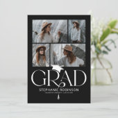 Elegant Black & White Photo Collage Graduation 案内状 (スタンド正面)