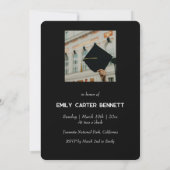 Elegant Black White Photo Coquette Bow Graduation  招待状 (裏面)