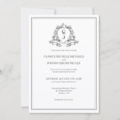 Elegant Black White Photo Monogram Crest Wedding I 招待状 (正面)