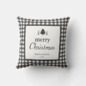 Elegant Black White Plaid Rustic Family Christmas クッション (裏面)