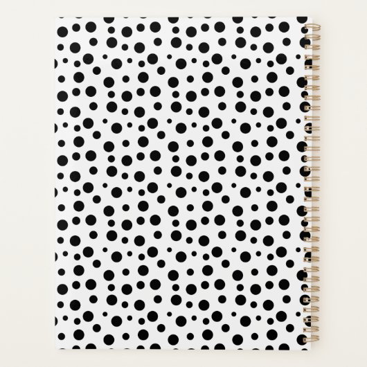 Elegant Black White Polka Dot Pattern プランナー手帳 (裏面)