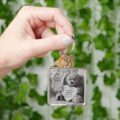 Elegant Black & White Pregnancy Announcement Gift キーホルダー (手)