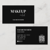Elegant black &white QR code makeup artist  名刺 (正面/裏面)