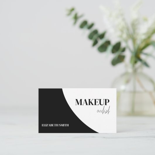 Elegant black &white QR code makeup artist  名刺 (スタンド正面)