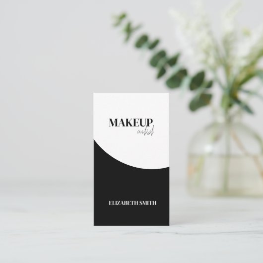 Elegant black &white QR code makeup artist  名刺 (スタンド正面)