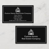 Elegant Black White Real Estate Company House 名刺 (正面/裏面)