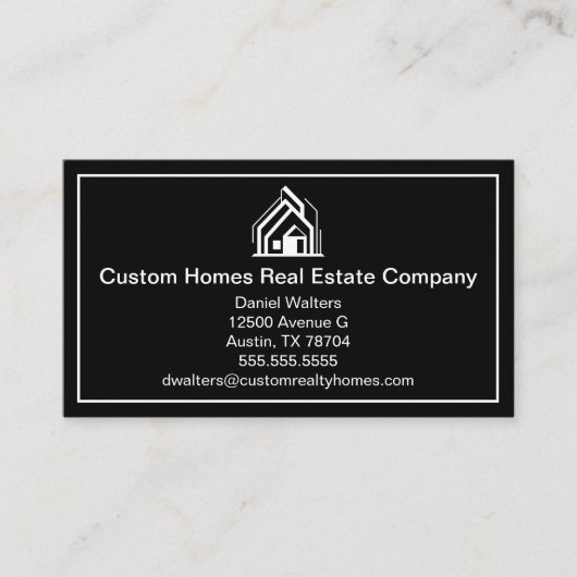 Elegant Black White Real Estate Company House 名刺 (正面)