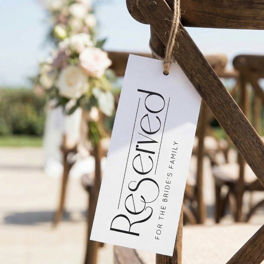 Elegant Black White Reserved Wedding Seating Sign 招待状