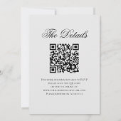 Elegant Black & White Rose Fancy QR Code Wedding 招待状 (裏面)