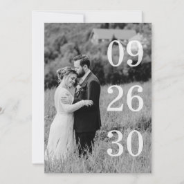 Elegant Black & White Save The Date Photo セーブザデート