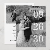 Elegant Black & White Save The Date Photo セーブザデート (正面/裏面)