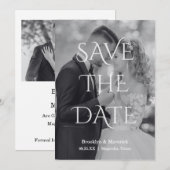 Elegant Black & White Save The Date Photo セーブザデート (正面/裏面)