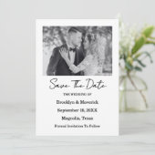 Elegant Black & White Save The Date Photo Card 招待状 (スタンド正面)