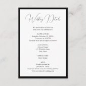 Elegant Black White Script Border Wedding Details エンクロージャーカード (正面)