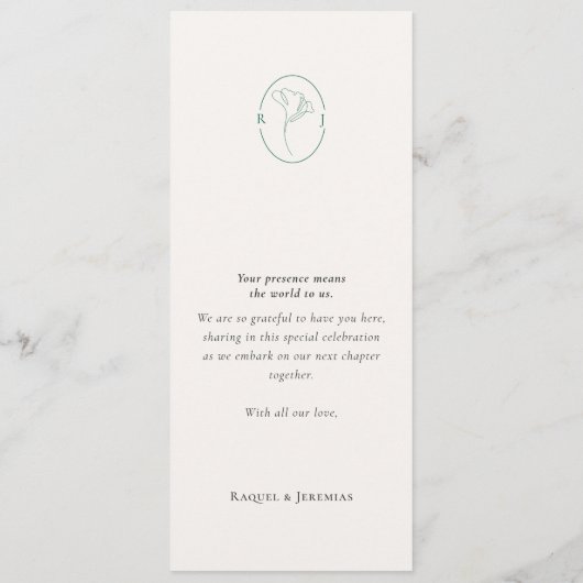 Elegant black white Script Double Side Wedding  メニュー (裏面)