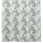 Elegant Black White Silver Tiger Pattern シャワーカーテン (正面)