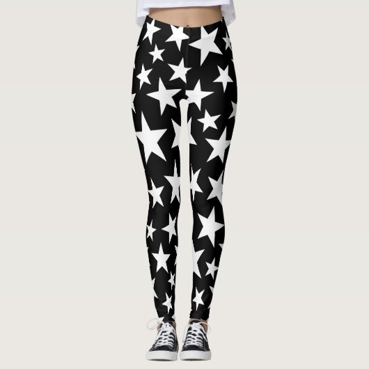   Elegant Black & White Stars  レギンス (正面)