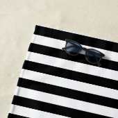 Elegant Black White Stripe Towel Personalized Name ビーチタオル (インサイチュ)